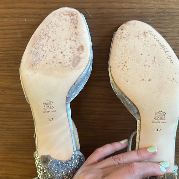 Rachel Simpson Olivia Shoe, Soft Grey Velvet with Sparkled Heel, Size 37 - Picture 5 of 6